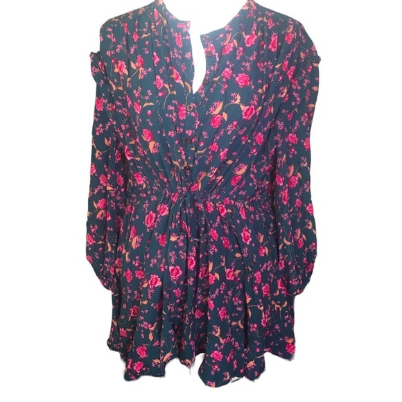 Free People Flower Fields Mini Dress Free People Size Small Green Pink Combo - Picture 2 of 7